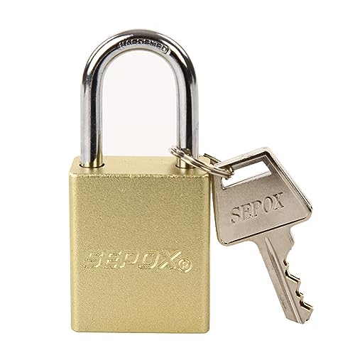 SEPOX® High Security Outdoor Padlock, Anti-Rust Gold Aluminum 38mm 1-1/2" with Long Shackle - Keyed Padlock Ideal for Lock-Out, Gate, Storage, Locker, Fence and Outdoor Use,Each Lock 3 Big Keys SEPOX® High Security Outdoor Padlock, Anti-Rust Gold Aluminum 38mm 1-1/2" with Long Shackle - Keyed Padlock Ideal for Lock-Out, Gate, Storage, Locker, Fence and Outdoor Use,Each Lock 3 Big Keys