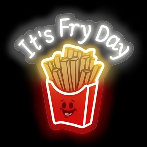 Image of French Fries Neon Light,It's Fry Day Neon Sign,Fast Food Neon,Food Shop Restaurant Wall Decor,Shop Sign,Home Kitchen Wall Decor,Fries Lover's Gift Restaurant Shop Unique Business Fast Food Shop
