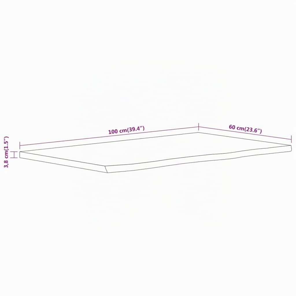 vidaXL Encimera de baño Rectangular Madera Maciza Acacia 100x60x3,8 cm