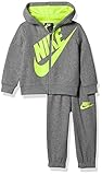 Nike Children's Apparel Baby Boys Hoodie and Joggers 2-Piece Outfit Set, Dark Grey Heather/Volt, 24M