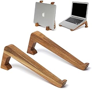 Mawazo Wooden Laptop Stand for Desk with Grip Pads, Premium Acacia Wood, Supports 10-17" Laptops, Vertical Laptop Stand, Styled for the Home, Macbook Pro Stand for Students, Gamers and Professionals