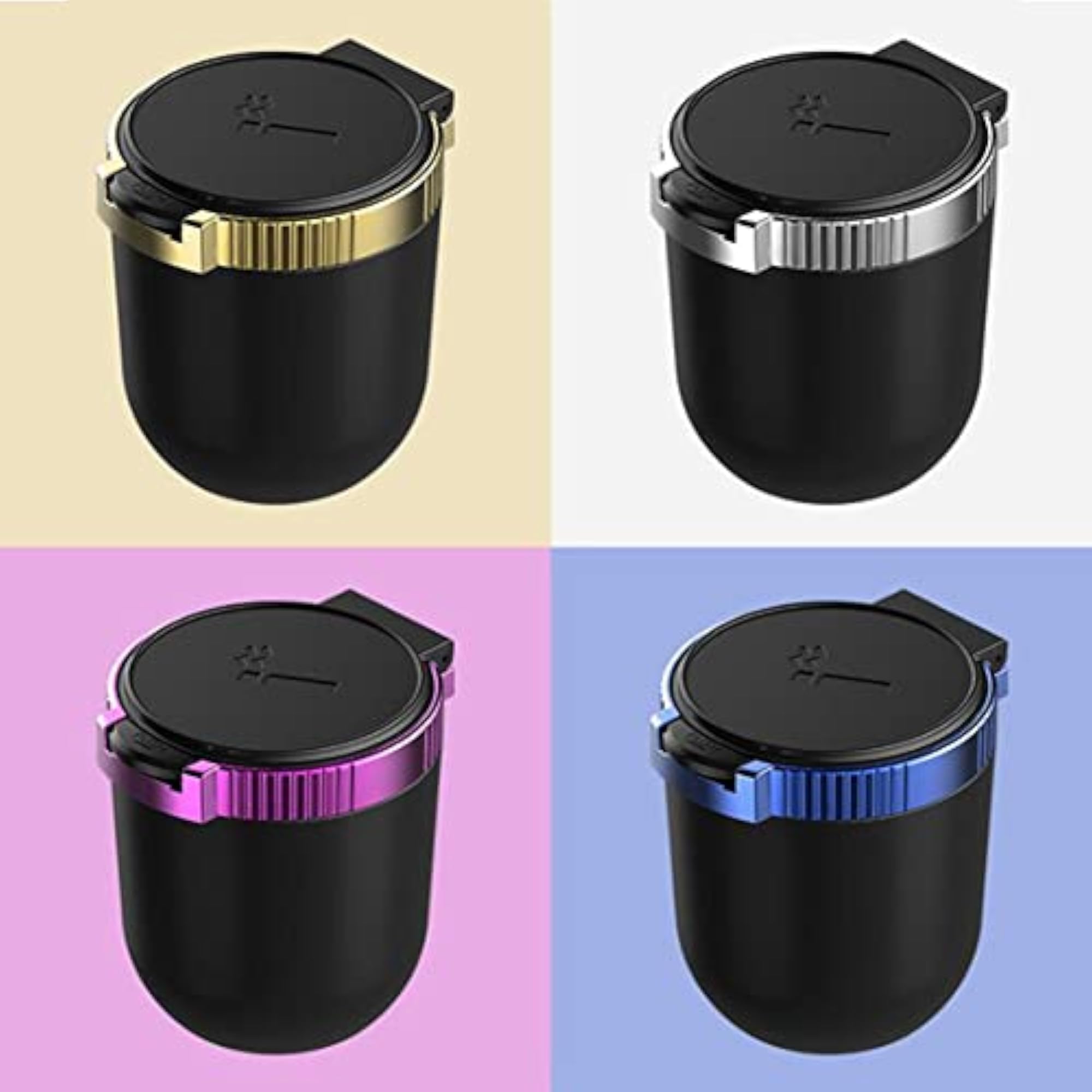 Portable Car Ashtray with Lid and Blue LED Light