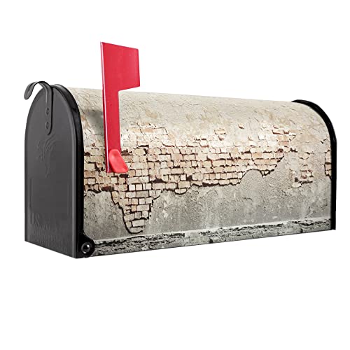 banjado® Amerikanischer Briefkasten - US Mailbox/Letterbox mit Motiv Baulücke 51x22x17cm - Postkasten Stahl aus Amerika – Briefkasten amerikanisch schwarz pulverbeschichtet