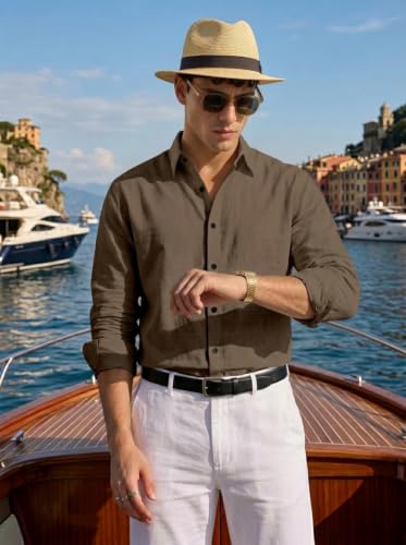 Image of NexaFlair Man's Casual | Formal | Linen| Cotton | Regular Wear Collared | Fit Shirt for Men