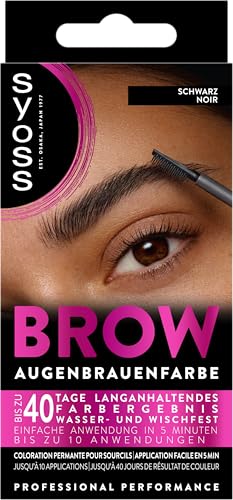 Syoss Augenbrauen Kit Augenbrauenfarbe 1–1 Schwarz Stufe 3 (17 ml), Augenbrauen färben für einen natürlichen Look und ein langanhaltendes Ergebnis