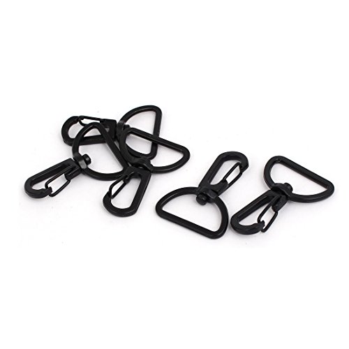 Aexit 25mm Metal Home hardware D-Ring Swivel Snap Hook Lobster Trigger Clasp Clip Black 5pcs Model:29as594qo164