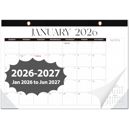 2026 Desk Calendar, 18 Monthly Calendar Runs from January 2026 to June 2027, Large 17