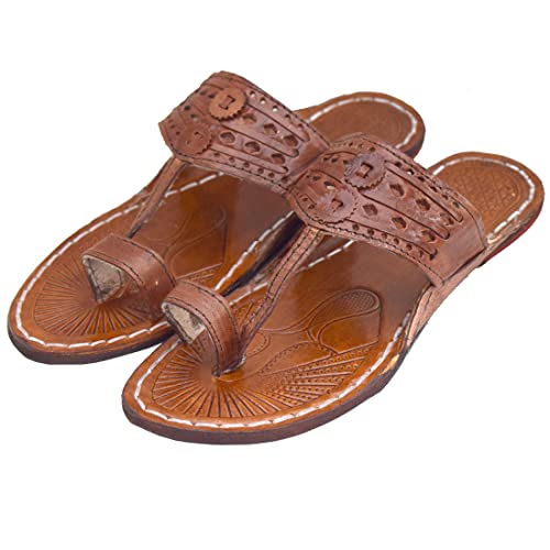 Royal-Khwaab-Mens-DailyCasualEthnicwear-Slip-on-Brown-Color-Flat-Handmade-Kolhapuri-Chappal-Brown