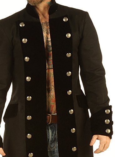 Handmade Velvet and Cotton Goth Jacket Men-Steampunk Mens Clothes Pirate Coat-Goth Military Jacket RENEE