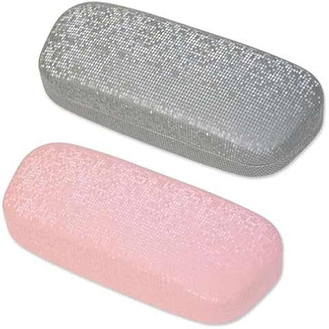 K KAREZOG Eyeglass Case, 2PCS Glasses Case Hard Shell,Sunglasses Case with Mosaic Texture,Hard Case for Glasses,Hard Sunglasses Case Women Ladies Girls Travel Study Work Cover