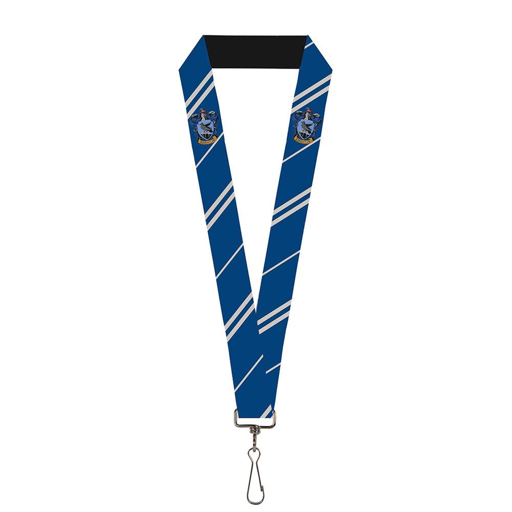 Buckle-Down Unisex Lanyard - 1.0" Ravenclaw Crest/Stripe Blue/Gray Key Chain, Multicolor, One Size UK