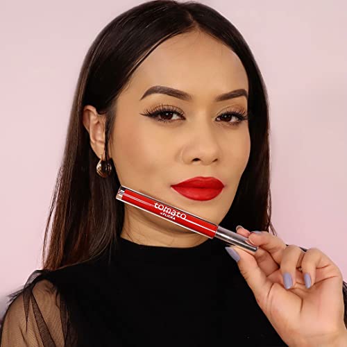 Image of FLiCKA Tomato Liquid Lipstick| Transfer Proof, Smudge Proof, Non-Sticky, Creamy Lightweight Lipstick For Women, Shade 9, 2ml