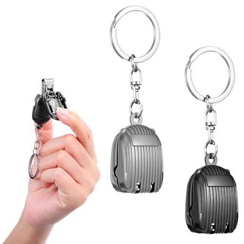 1Pcs Black Folding Keychain Nail Clipper – Portable Mini Foldable Nail Trimmer, Travel-Friendly Stainless Steel Grooming Tool for Fingernails Toenails
