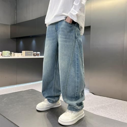 Boys Jeans Baggy Straight Wide Leg Jeans for Kids Teen Vintage Elastic Waist Loose Denim Pants with Pockets2