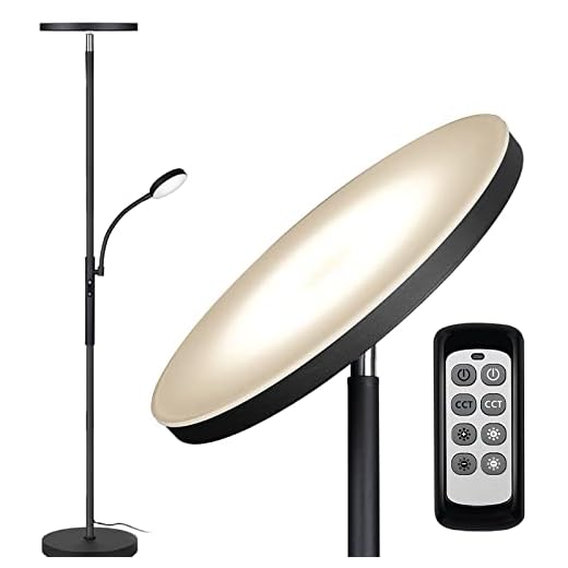 Dimunt Floor Lamp LED Floor Lamps for Living Room Bright Lighting, 27W/2000LM Main Light and 7W/350LM Side Reading Lamp, Adjustable 3 Colors Tall Lamp with Remote & Touch Control