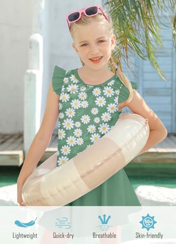 Image of Girls Swimsuit 2 Piece Ruffle Bathing Suit UPF 50+ Tankini Swimsuit Skirt with Lining Size 3-10