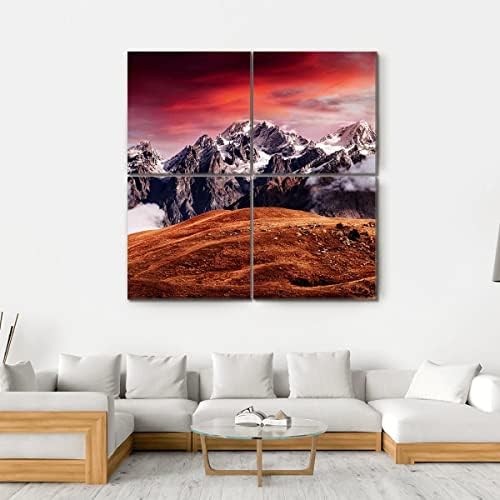 ERGO PLUS Modern Canvas Wall Art Paintings Pictures Artworks Accessories Mount Ushba in Autumn Printed Poster Watercolor Modular Framework Stretched Framed Ready to Hang image 5