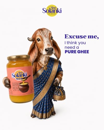 Image of SHRI SOLANKI Premium A2 Desi Cow Cultured Desi Ghee | Vedic Bilona Two Way Churned | Indian Desi Cow Ghee, Pure A2 Ghee, Natural & Healthy, Non-GMO | Lab Certified (1 Litre)
