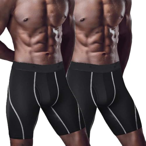 Men's Underwear Boxer Briefs 9 Inch Underwear Type 5 Anting Chafing, Pack of 2, M