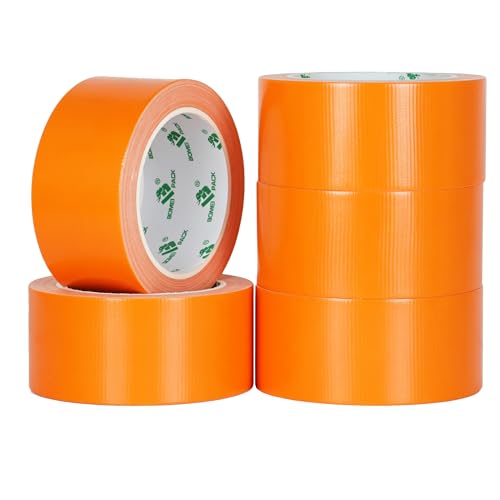 Image of BOMEI PACK Orange 2inch x 20yds Sticky Duct Tape Heavy Duty Strong Industrial Color Duct Tapeor Packing and Repairing 5 Pack