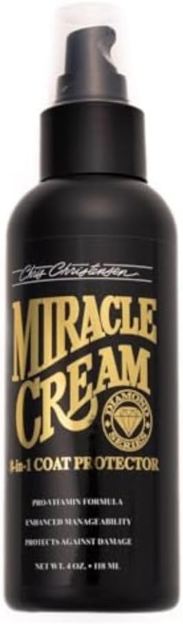Chris Christensen Diamond Series Miracle Cream, 8 in 1 Coat Protector, Groom Like a Professional, Adds Moisture, Smooth Coat and Controls Fizz, Made in USA, 4 oz