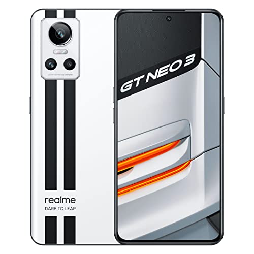 realme GT Neo 3 150 W - 12+256GB 5G ロック解除スマートフォン、150W SuperDart 充電、MediaTek Dimensity 8100 プロセッサー、120Hz スーパー OLED スクリーン、デュアル Sim、NFC、スプリント ホワイト