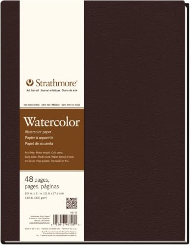 Image of Strathmore (467-8 STR-467-8 48 Sheet No 140 Watercolor Art Journal, 8.5 by 11 inch, 8.5 inchx11 inch, White, 24, (Pack of 6)
