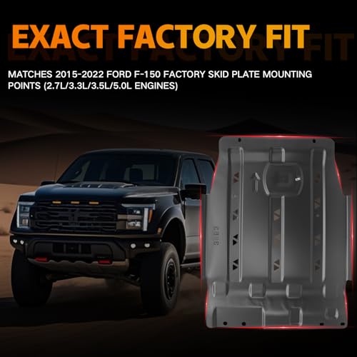 Image of Transmission Protection Plate Compatible with 2015-2022 Ford F150 | Heavy-Duty Alloy Steel Underbody Shield | Direct Fit Skid Plate Replacement (2.7L /3.3L /3.5L /5.0L)