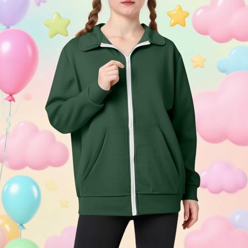 Girls Zip Up Jackets Kids Long Sleeve Sweatshirt Solid Color Casual Outerwear Fleece Jackets Fall Winter Clothes2