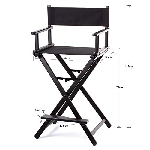 Forest Silla de director de maquillaje profesional MUA de aluminio, ligera, resistente, plegable, color negro