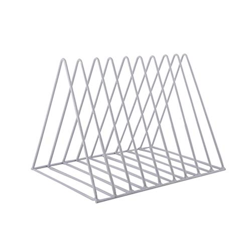 Qi Peng Bibliothèque en fer forgé Triangle Étagère de rangement pour documents de bureau, supports de journaux, ornements (couleur : blanc) Cover