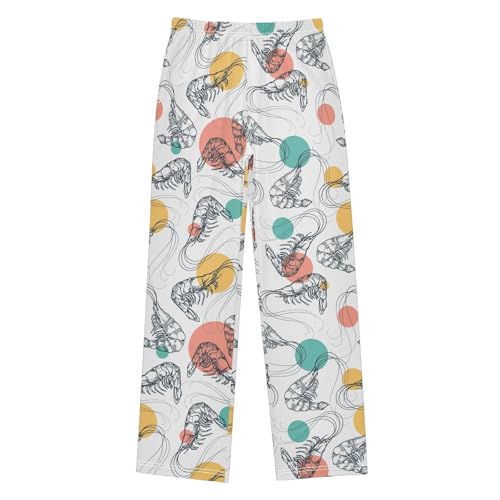 ZZXXB Shrimp and Polka Dot Boys Long Pants Soft Trousers Elastic Waist Kids Lounge Bottoms with Pockets S-XL