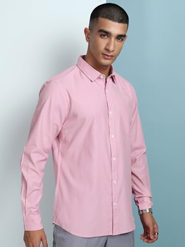 Image of Highlander Men's Slim Fit Shirts | Solid | Long Sleeves | Spread Collar | Formal Shirts | Men Shirts Mauve