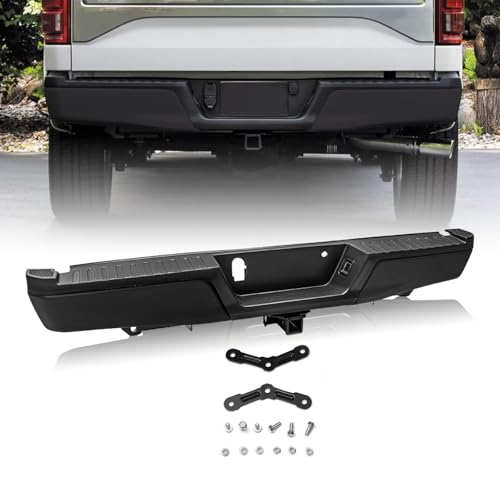 JSBOYAT Anti- Rust One Piece Rear Bumper Assembly Compatible with 2015-2020 Ford F-150 W/Max Tow Hitch W/O Park Assist Sensor Holes FO1103188