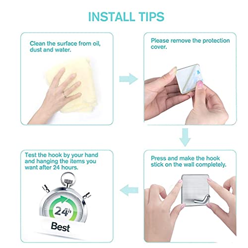 Image of Golden bird Adhesive Wall Hooks for Hanging Hold Strongly, Reusable Adhesive Hooks for Wall, Multi-Surface Damage Free Hooks for Hanging Stainless Steel Waterproof (Silver, 2)