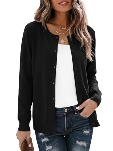 Image of Veryoung Women's 2026 Long Sleeve Lightweight Crewneck Casual Cardigan Sweater S-3XL