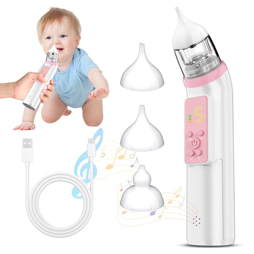Aspiratore Nasale Neonato Elettrico, Aspiratore Nasale Elettrico per Bambini, include 3 Silicone Morbido, 5 Livelli di...