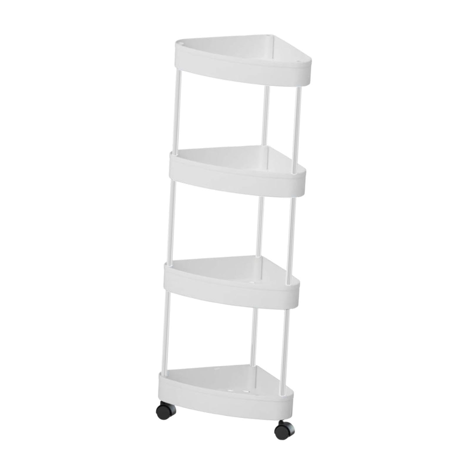 Estante de Esquina móvil con Ruedas para baño y Cocina, 4 Niveles Blancos, Individual