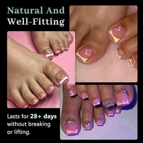 Image of Leykosh 330PCS Toenail Tips Full Cover, 15 Sizes Double-Sided Rough Matte No-File Gel Short Medium Toe Nail Tips, Duck-Bill Square Shape Fake Press on Toenails for DIY Salon Pedicure Nail Extension