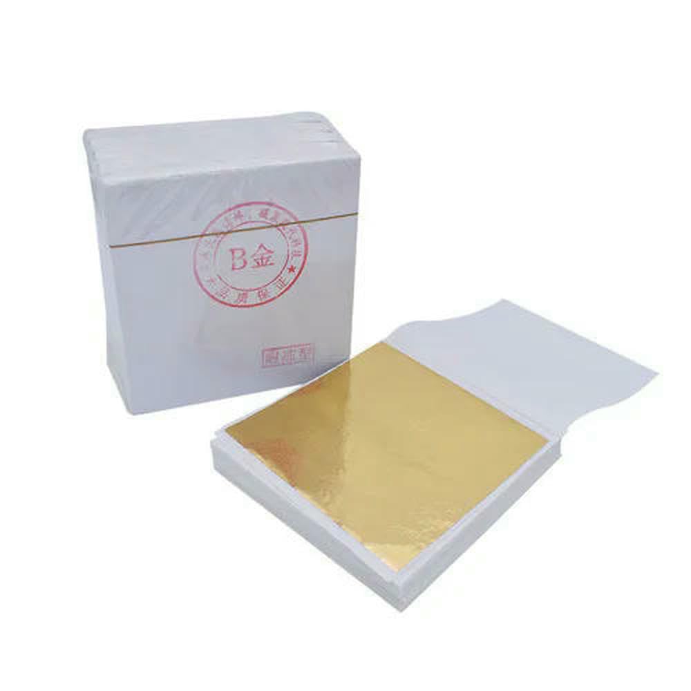 Gold Leaf Sheets, Multicolor Gold Leaf Foil Transfer Sheets 100 Pack For Crafts Gilding Decoration(B Gold)