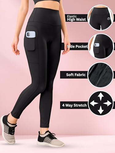 Image of Yoga Pant for Womens High Wasit Tights with Side Pocket Slim Fit Gym wear Running Sports wear Leggings Stretchable Combo Pack of 2