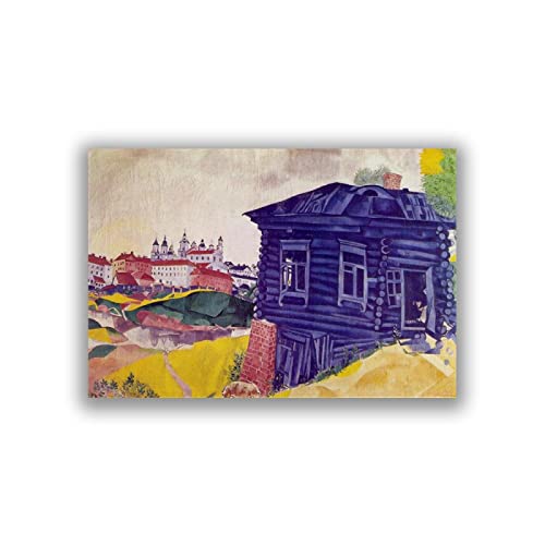 Marc Chagall-Pinturas Famosas Sobre Lienzo-La Casa Azul-ReproduccióN Cuadros Arte De Pared En Lienzo Para Sala De Estar 40x60cm Sin Marco Cover