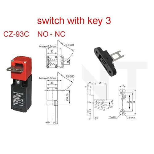 Interrupteur déplacement vertical porte électrique CZ-93C avec clé 3 - 2