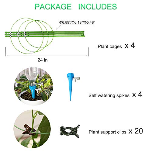 4 Pack Garden Plant Support Tomato Cage, Upgrade 24" Trellis for Climbing Plants, Plant Trellis Kits (24")