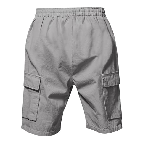 Image of Mens Linen Shorts Casual Drawstring Elastic Waist Cargo Vacation Lightweight Breathable Summer Beach Shorts for Men