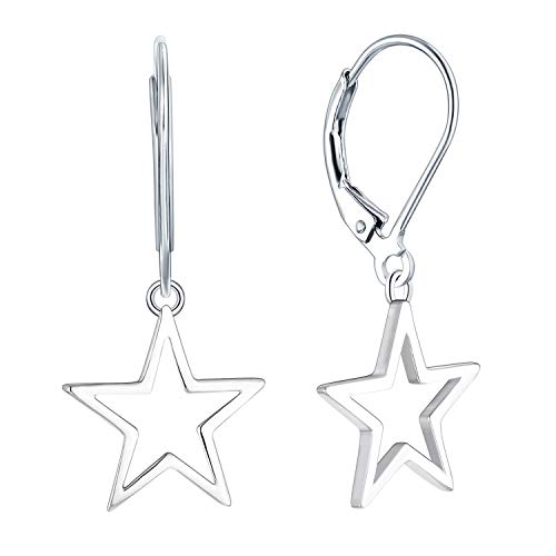 JO WISDOM Women Star Earrings,925 Sterling Silver Leverback Dangle & Drop Earrings,Jewelry for Women(Polar Star)