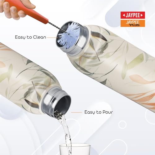 Image of Jaypee Plus Punch Prime Stainless Steel Printed Vacuum Insulated Water Bottle 620 ml | ISI Certified Rustproof & Leakproof Flask with 24Hrs Hot & Cold Ideal for School Kids, Office & Travel - (White)