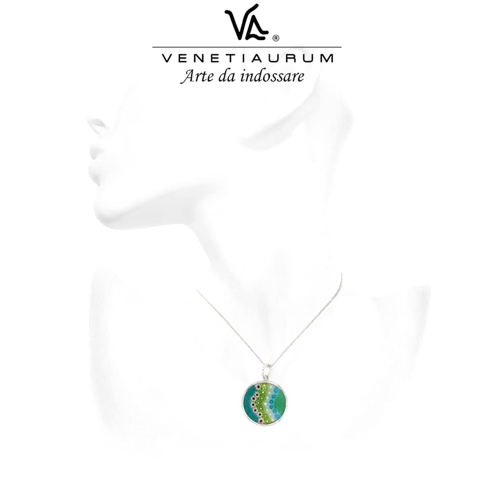 Venetiaurum - Damen-Halskette mit Murrina-Anhänger aus Original-Muranoglas und Silber 925 - Schmuck “Made in Italy” zertifiziert.