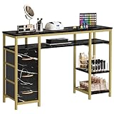 DWVO Nail Desk, Manicure Table, Marbling Texture Manicure Station with 3 Drawers, Acetone Resistant Nail Tech Desk for Beauty Salon Spa (Black)
