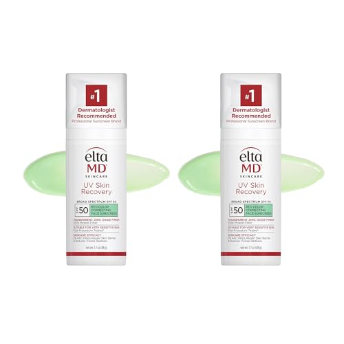EltaMD UV Skin Recovery Face Sunscreen with Zinc Oxide, All Mineral, Safe for Sensitive Skin SPF 50 Green Tinted
